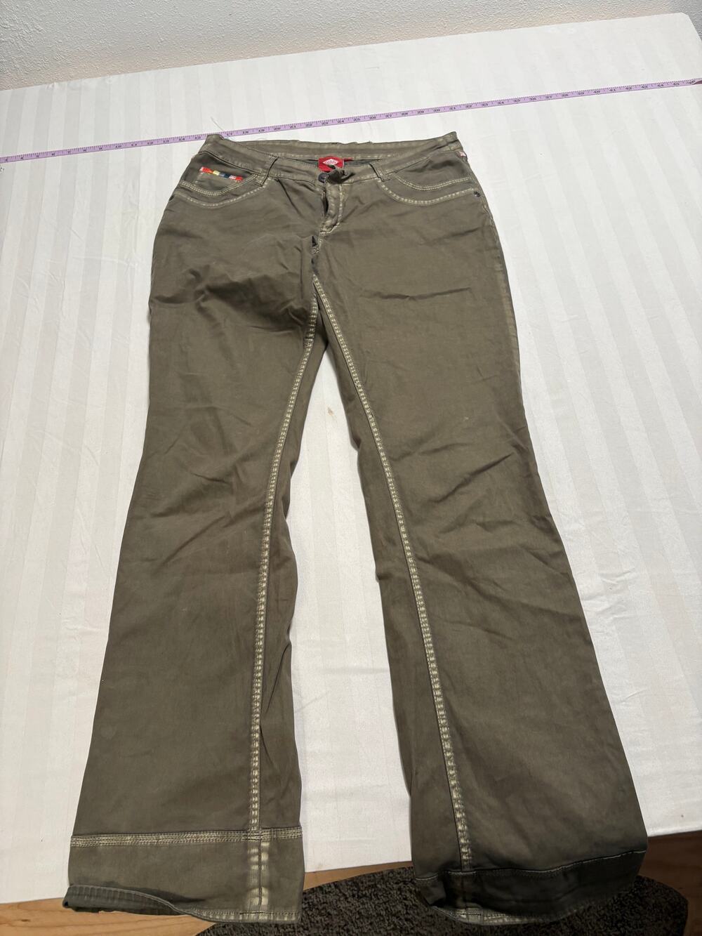 Oilily Summer of Love Pants Size 42 Brown Y2K Boho Embroidered Flare